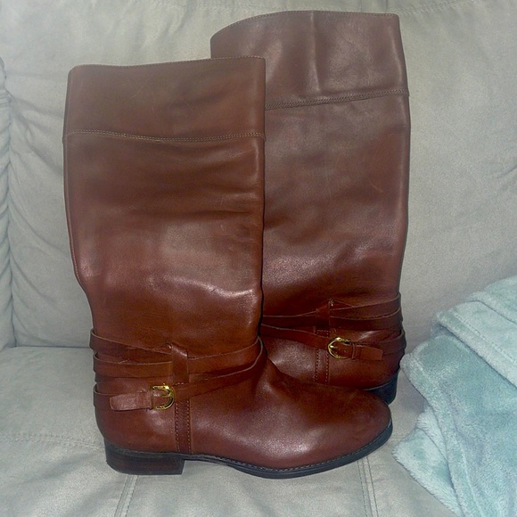 Audrey Brooke Shoes - Audrey Brooke Womens Wide Calf Annya Boots Brown Leather Riding NWOT